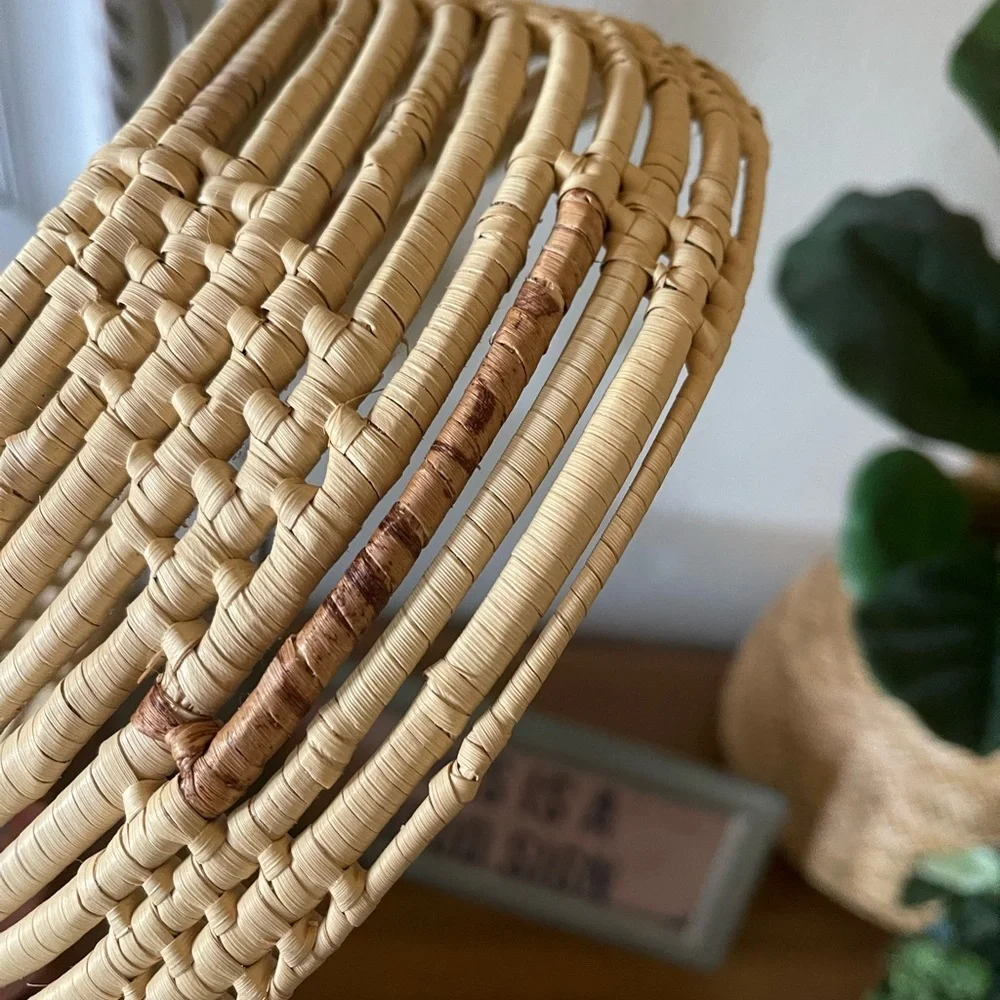 Vintage Handwoven Basket Dish Wicker Rattan Home Decor farmhouse boho